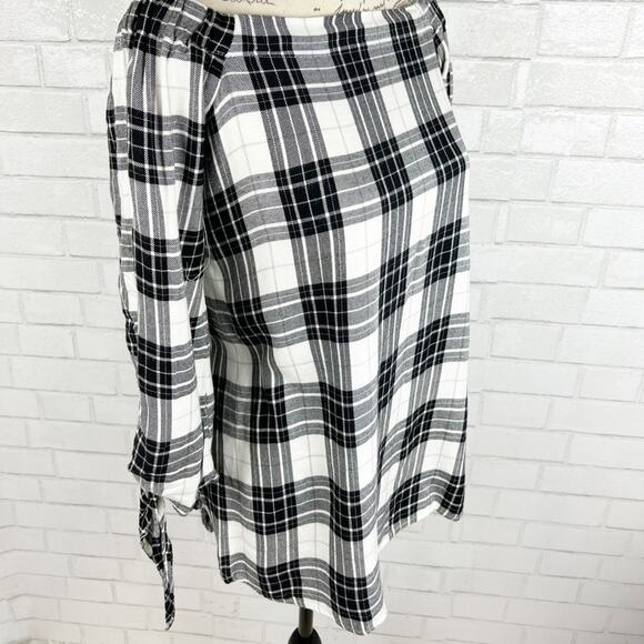 Alison‎ Andrews Off The Shoulder Plaid 3/4 Sleeve Top Size Small - Picture 8 of 13